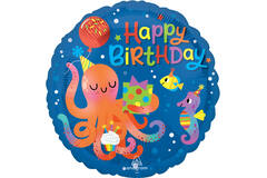 Foil Balloon - "Happy BiRtHDay" - Cute Octopus - 45 cm